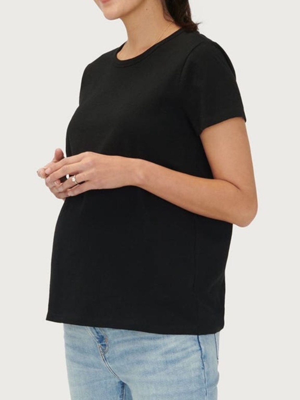 Hatch Collection Maternity Black Basic Crew Tee - Size 2